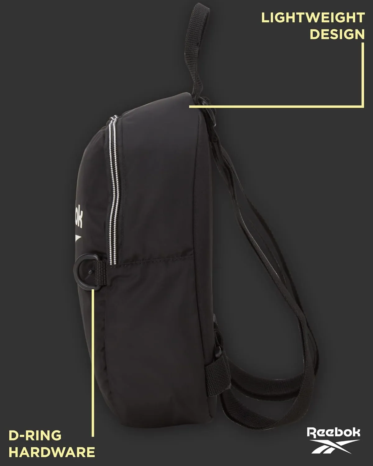 Reebok Women's Backpack - Lightweight Mini Essential Backpack - Small Casual Travel Bag for Women, Black Reagan
