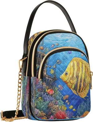 Reef Corals Tigerfish Crossbody Bags for Women Shouler Handbags Travel Sling Bag Fanny Pack Mini Wallet Phone Purse