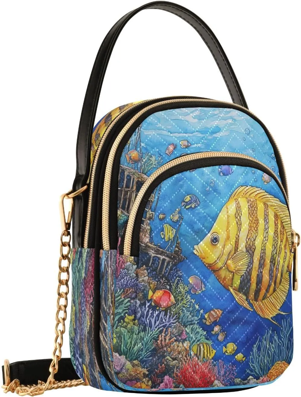Reef Corals Tigerfish Crossbody Bags for Women Shouler Handbags Travel Sling Bag Fanny Pack Mini Wallet Phone Purse