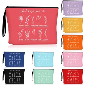 Reginary 10 Pcs Christian Mother's Day Gifts Bulk Religious Cosmetic Bag Inspirational Bible Verse Floral Makeup Bag Motivational Quotes with Zipper for Women Sister Church Members(Multicolor)