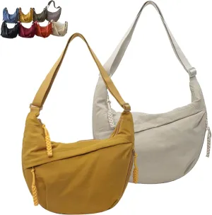 Regularlyk Crossbody Bag, 2025 New Plain Color Nylon Crescent Crossbody Bag for Women, Large Capacity