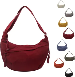 Regularlyk Crossbody Bag, Limorence Women's Fashion Plain Color Crescent Nylon Crossbody Bag Multiple Pockets