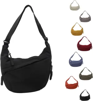 Regularlyk Crossbody Bag, Limorence Women's Fashion Plain Color Crescent Nylon Crossbody Bag Multiple Pockets