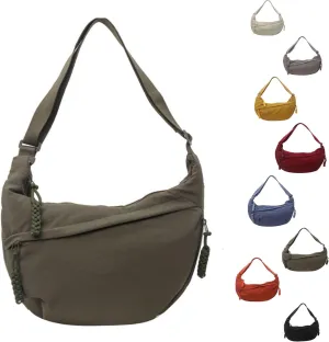 Regularlyk Crossbody Bag, Limorence Women's Fashion Plain Color Crescent Nylon Crossbody Bag Multiple Pockets