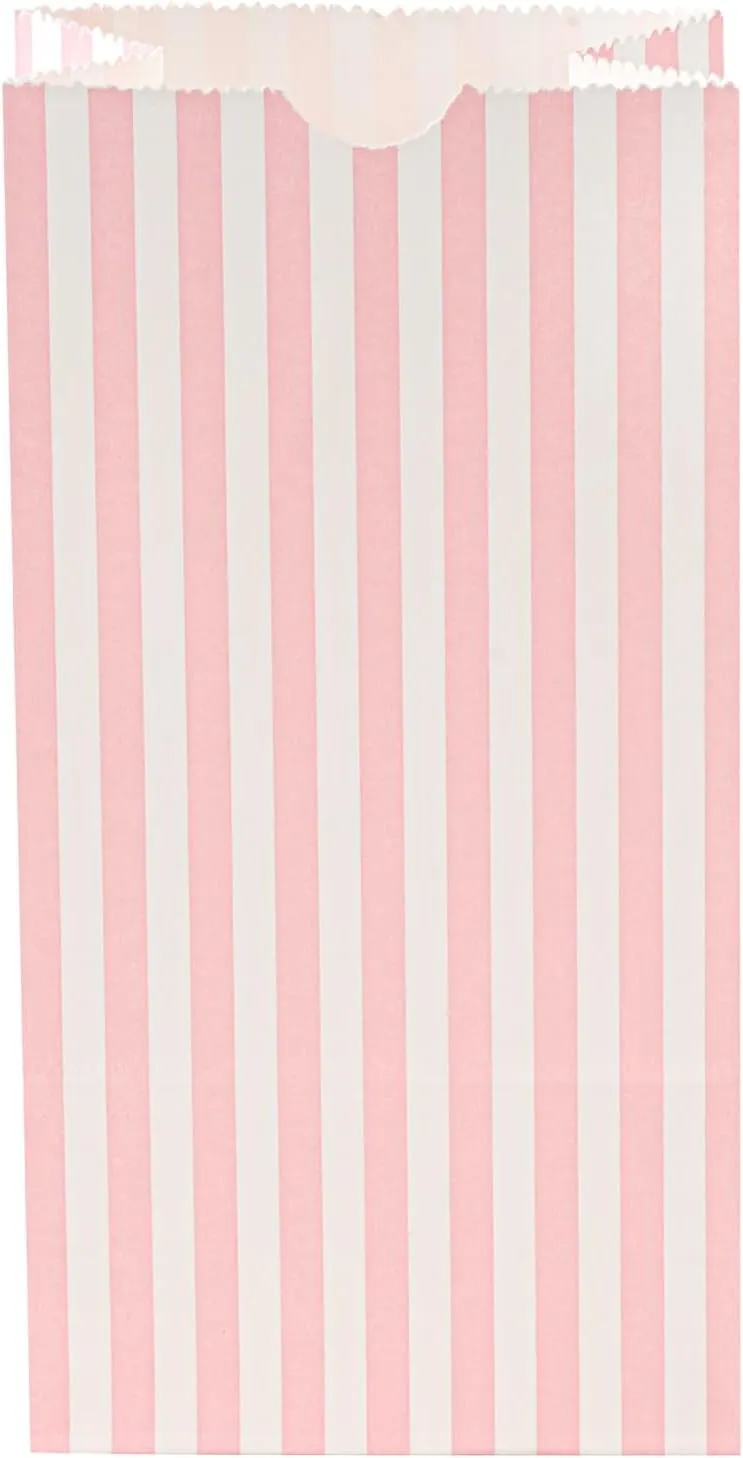 Restaurantware Bag Tek 2 LB Disposable Lunch Bags 100 Sturdy Take Out Bags - Flat Bottom Great For Restaurants Cafes And Bakeries Pink And White Paper Popcorn Bags Versatile For Grocery