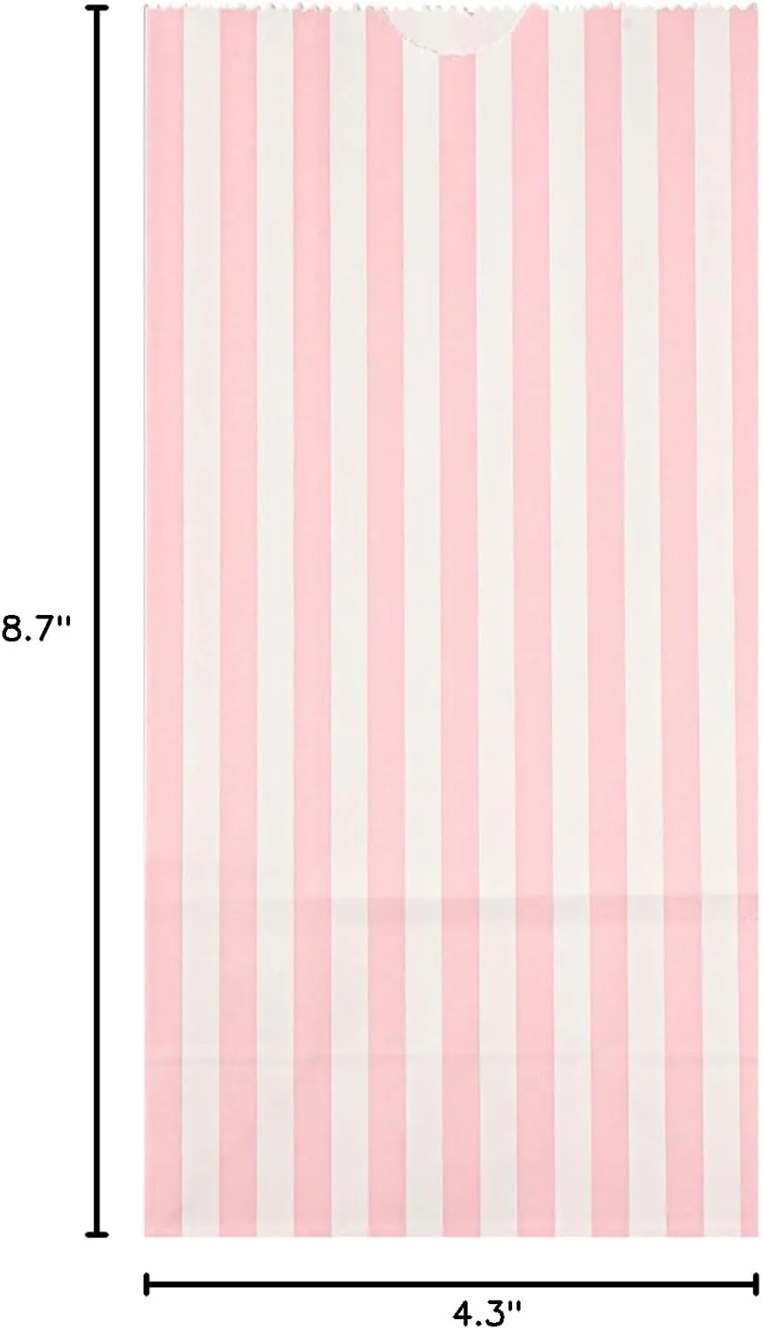 Restaurantware Bag Tek 2 LB Disposable Lunch Bags 100 Sturdy Take Out Bags - Flat Bottom Great For Restaurants Cafes And Bakeries Pink And White Paper Popcorn Bags Versatile For Grocery