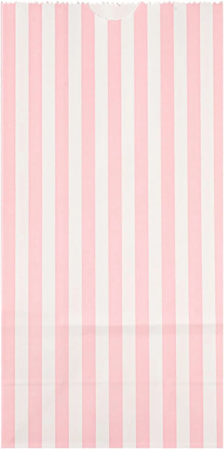 Restaurantware Bag Tek 2 LB Disposable Lunch Bags 100 Sturdy Take Out Bags - Flat Bottom Great For Restaurants Cafes And Bakeries Pink And White Paper Popcorn Bags Versatile For Grocery