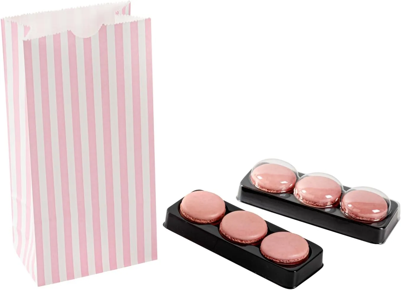 Restaurantware Bag Tek 2 LB Disposable Lunch Bags 100 Sturdy Take Out Bags - Flat Bottom Great For Restaurants Cafes And Bakeries Pink And White Paper Popcorn Bags Versatile For Grocery