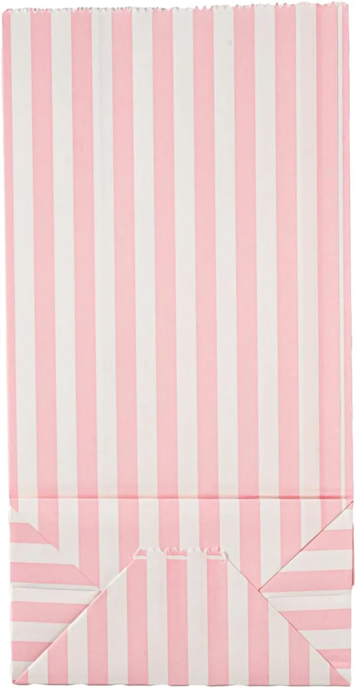 Restaurantware Bag Tek 2 LB Disposable Lunch Bags 100 Sturdy Take Out Bags - Flat Bottom Great For Restaurants Cafes And Bakeries Pink And White Paper Popcorn Bags Versatile For Grocery