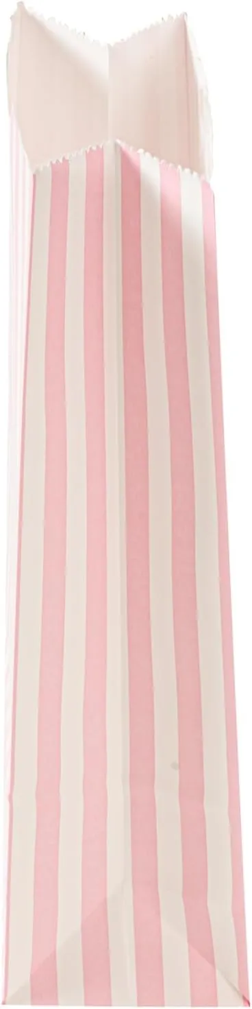 Restaurantware Bag Tek 2 LB Disposable Lunch Bags 100 Sturdy Take Out Bags - Flat Bottom Great For Restaurants Cafes And Bakeries Pink And White Paper Popcorn Bags Versatile For Grocery