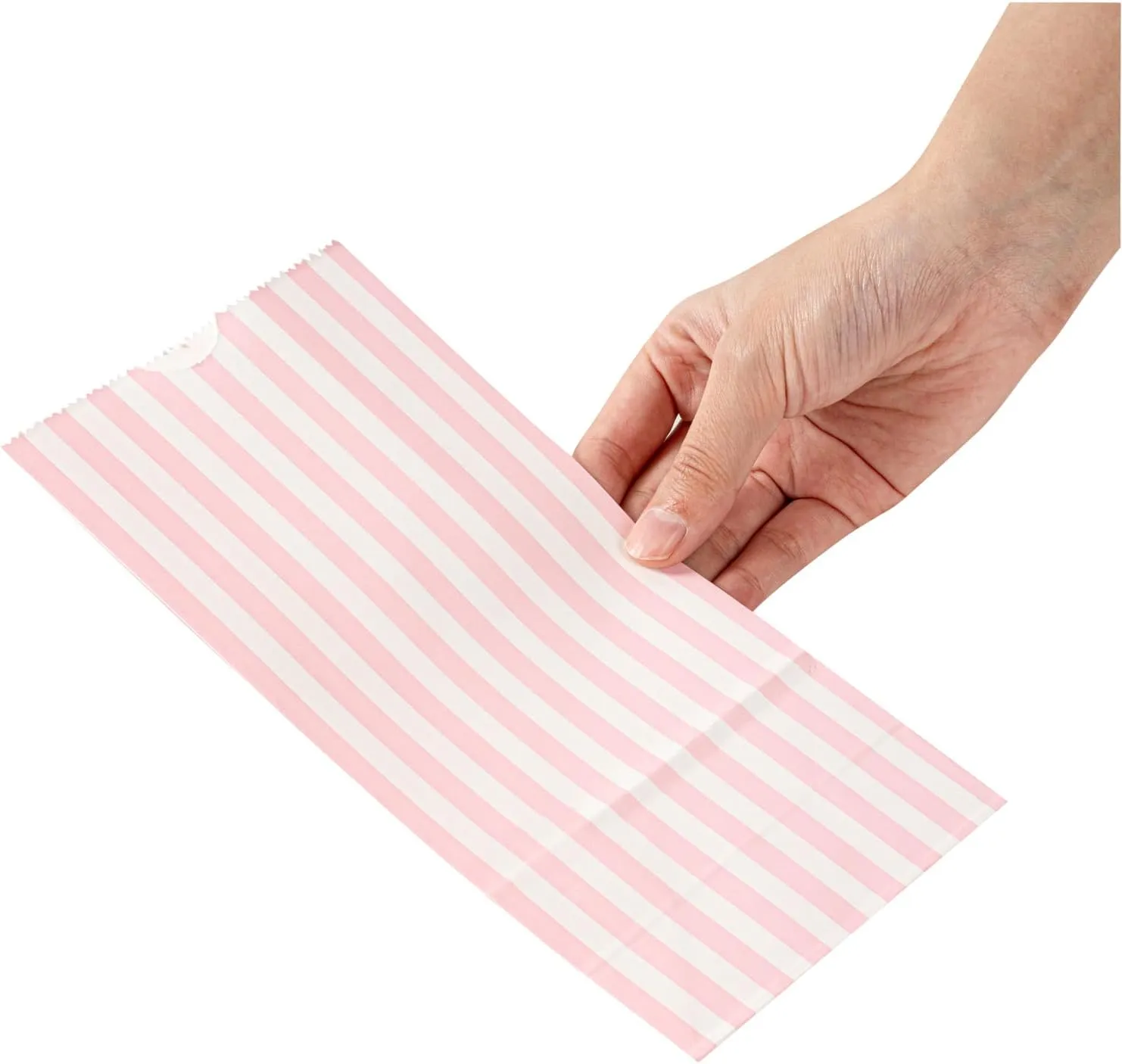 Restaurantware Bag Tek 2 LB Disposable Lunch Bags 100 Sturdy Take Out Bags - Flat Bottom Great For Restaurants Cafes And Bakeries Pink And White Paper Popcorn Bags Versatile For Grocery
