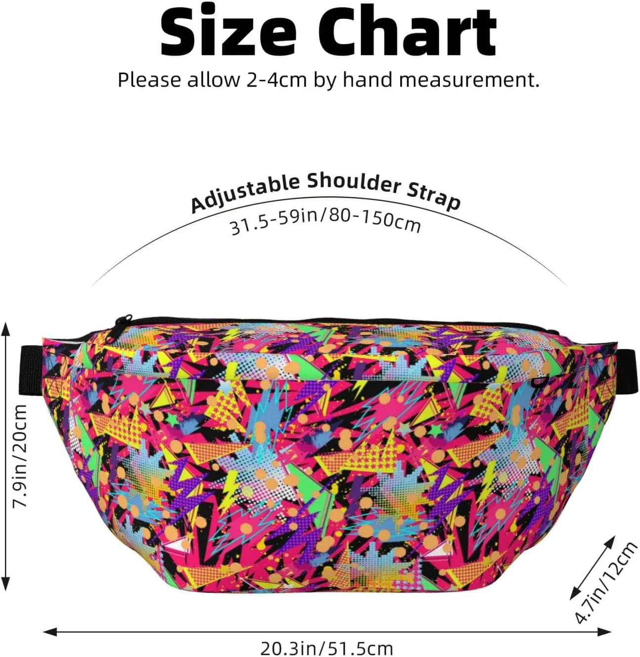 Retro 80s 90s Crossbody Waist Bag,Fashion Fanny Pack Large Belt Bags for Men Women Sports Travel Work