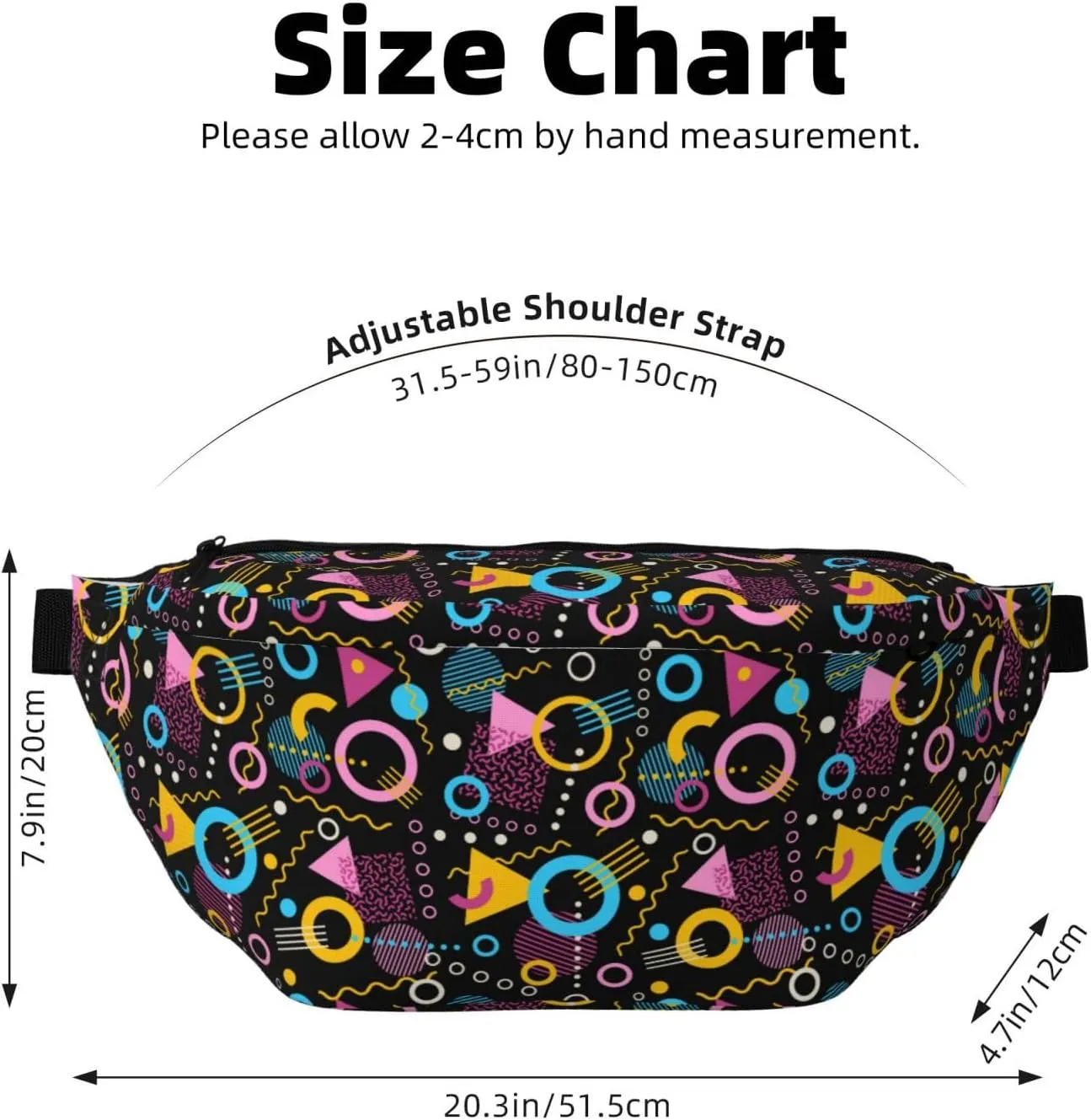 Retro 80s 90s Crossbody Waist Bag,Fashion Fanny Pack Large Belt Bags for Men Women Sports Travel Work