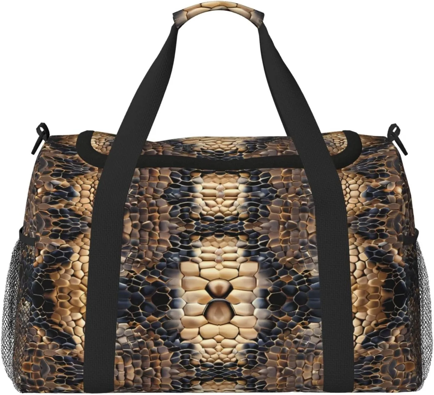 Retro Animal Snake Skin Print Duffle Bag Travel Duffel Bags for Men Women Waterproof Gym Overnight Weekender Bag Carry on Tote Bag