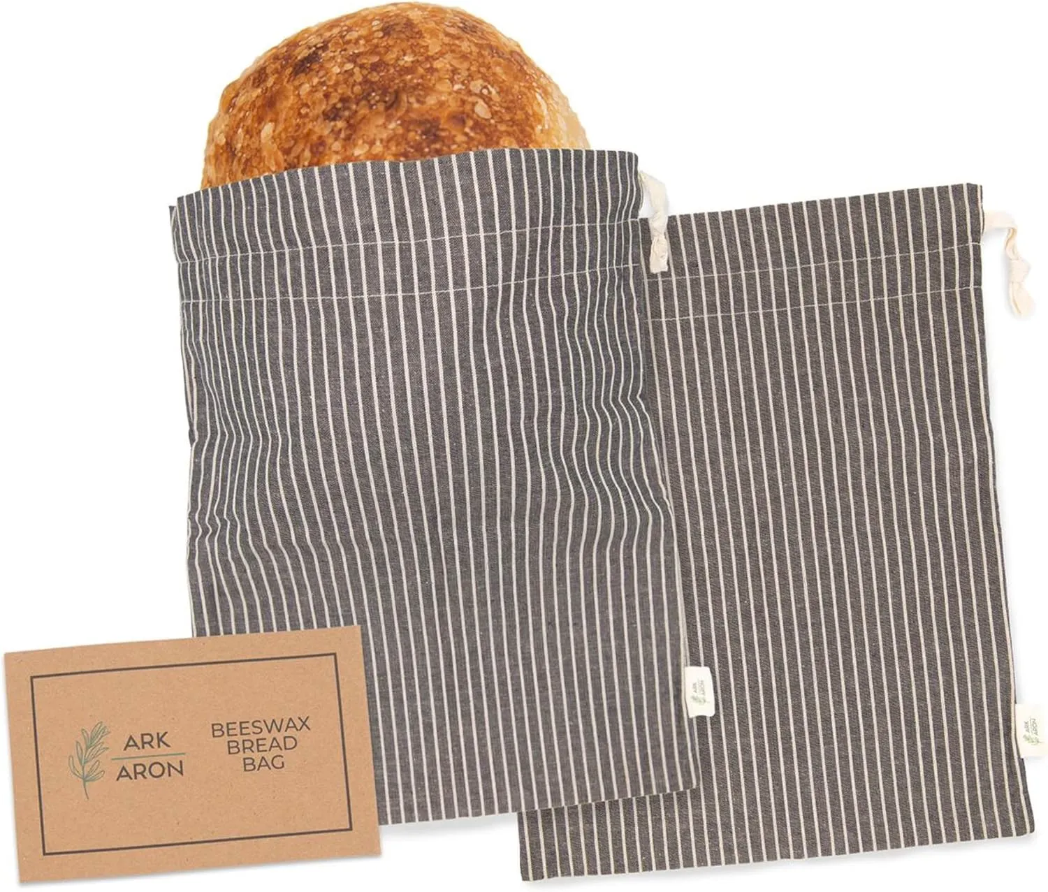 Reusable Bread Bags, 2 Pack, Premium Linen and Beeswax Bread Bags, Sourdough