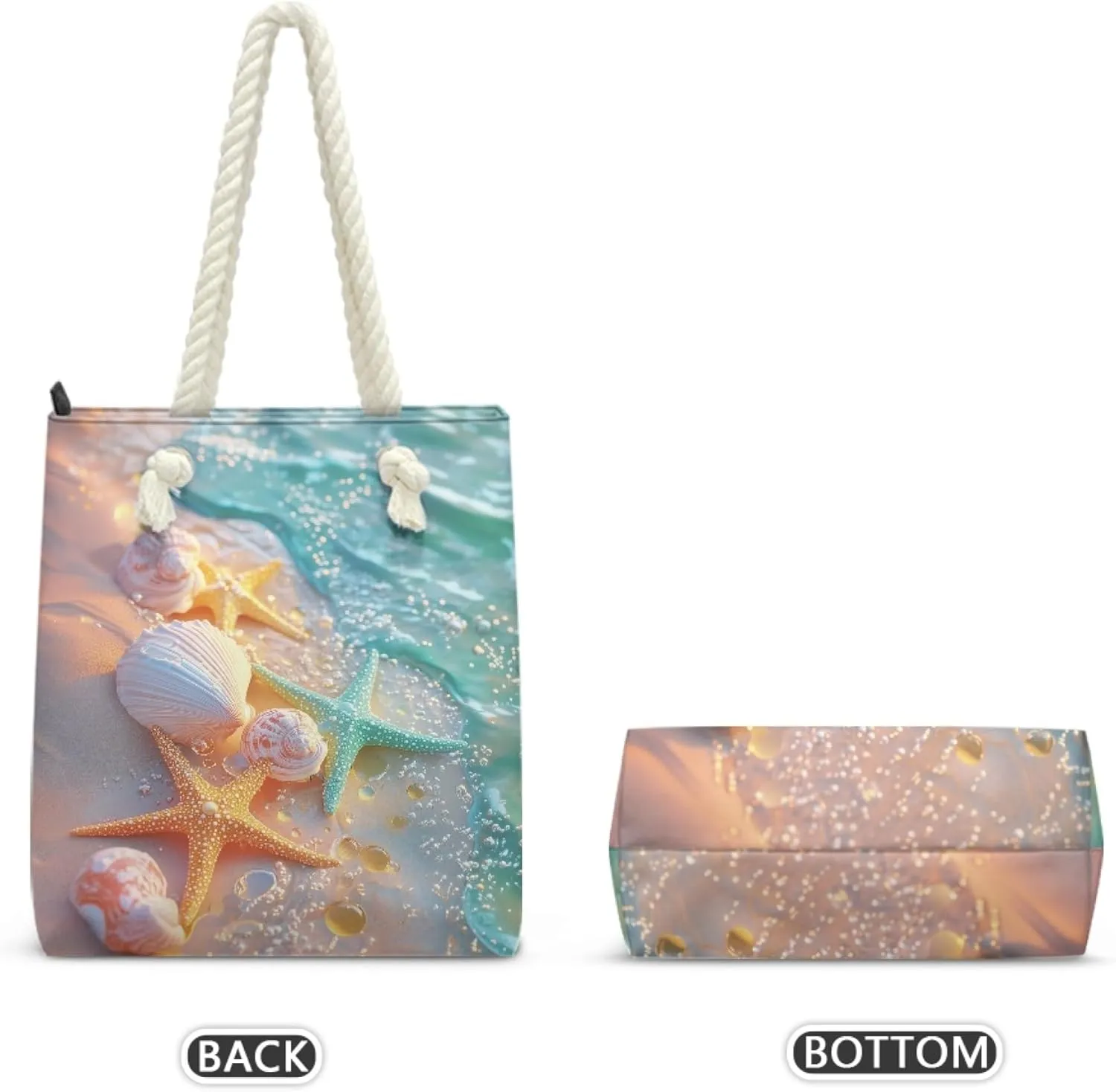 Reusable Grocery Bags Large Capacity Zipper Tote Bag Lightweight Beach Tote for Women