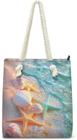 Reusable Grocery Bags Large Capacity Zipper Tote Bag Lightweight Beach Tote for Women