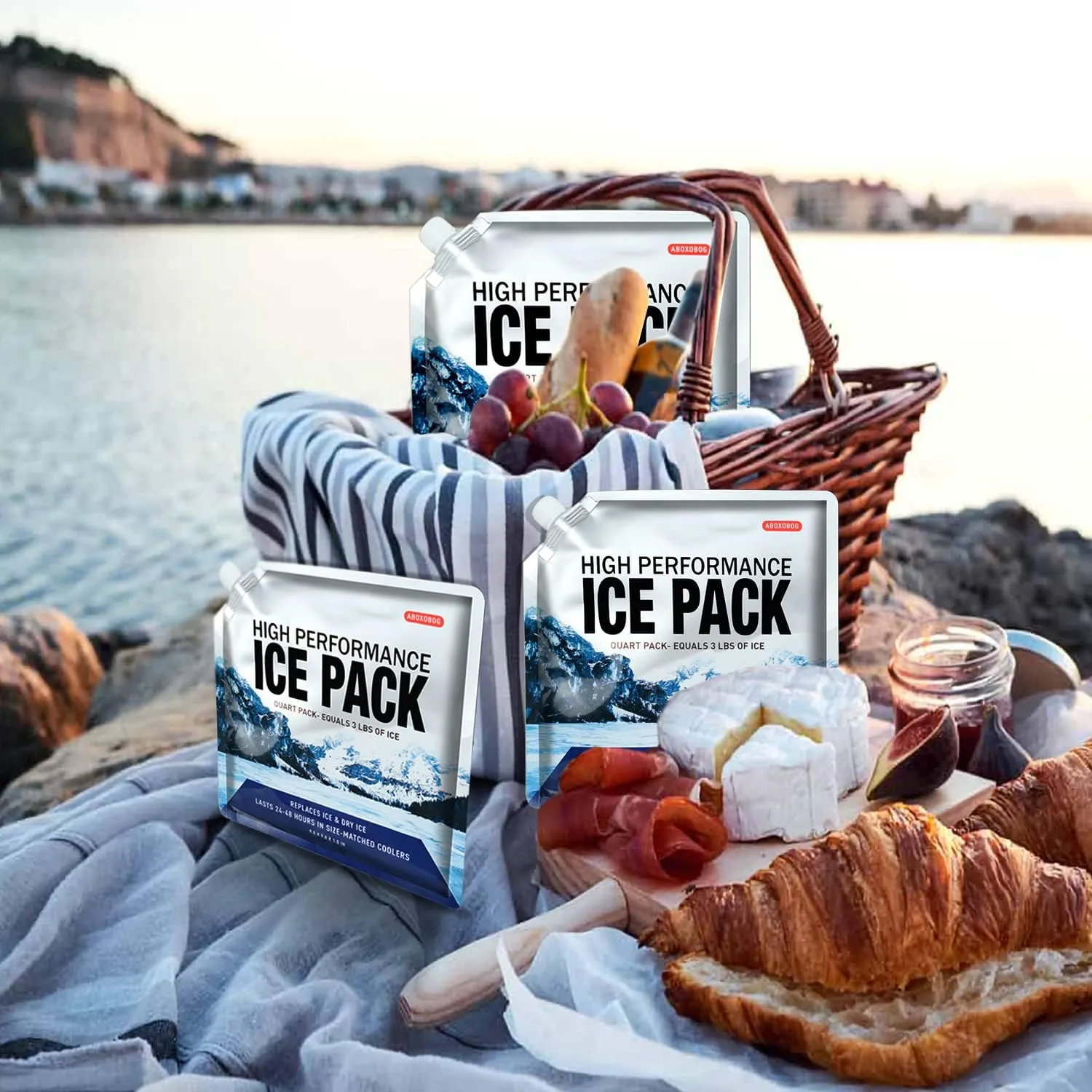 Reusable Ice Packs for Coolers Long Lasting Gel Freezer Packs for Cooler Bag Backpacks, Lunch Box, Cooler Bag, Keeps Food Cold Fresh (Small Set of 4)