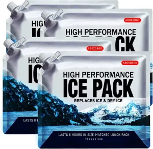 Reusable Ice Packs for Coolers Long Lasting Gel Freezer Packs for Cooler Bag Backpacks, Lunch Box, Cooler Bag, Keeps Food Cold Fresh (Small Set of 4)
