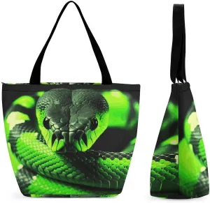 Reusable Shopping Bags for Women Large Grocery Bags Travel Tote Bags 3D Snake Shoulder Bag for Work