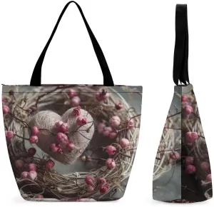 Reusable Shopping Bags for Women Large Grocery Bags Travel Tote Bags Heart Shape Surrounded Shoulder Bag for Work