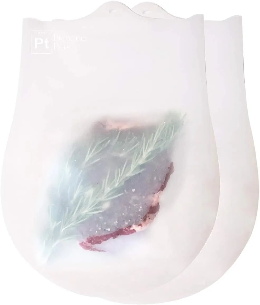 Reusable Sous Vide Bags,Set of 2 BPA Free Bags for Sous Vide Cooking,100% Pure LFGB PLATINUM SILICONE with NO FILLERS,Compatible with all immersion circulators, Gourmia, and more