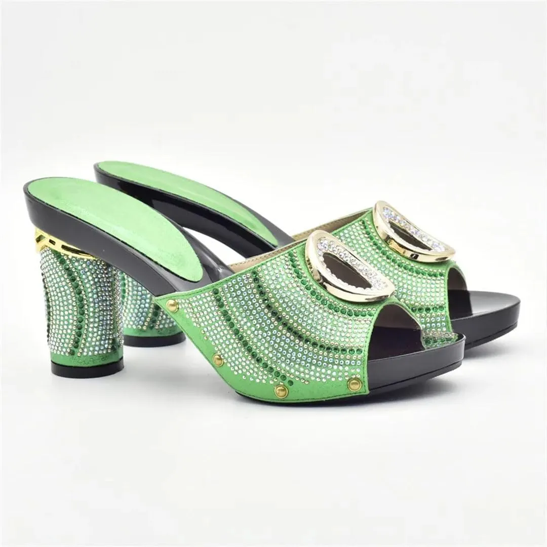 Rhinestone Wedding Heels with Matching Clutch Set African Bridal Party Crystal-Embellished Pumps