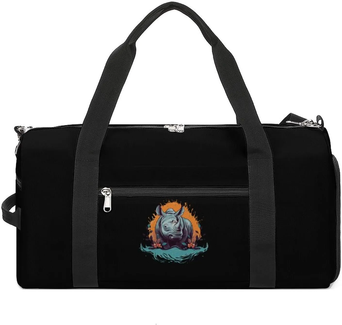 Rhino Wildlife Gym Bag Travel Duffel Bag Sports Tote Bag Workout Bag Weekender Bag for Women Men