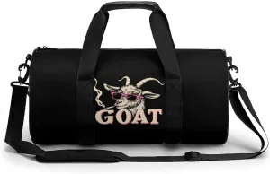 Rock Goat Cool Glasses Round Barrel Gym Sport Bag Small Travel Duffel Bags Reusable Tote for Men Women