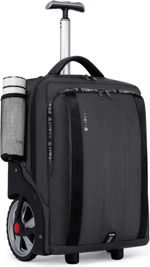 Rolling Backpack, Travel Backpack with Wheels, Rolling Backpack for Women Men, Carry on Luggage with Rolling Laptop Backpack for Work, Fit 17.3 Inch Notebook (Black)