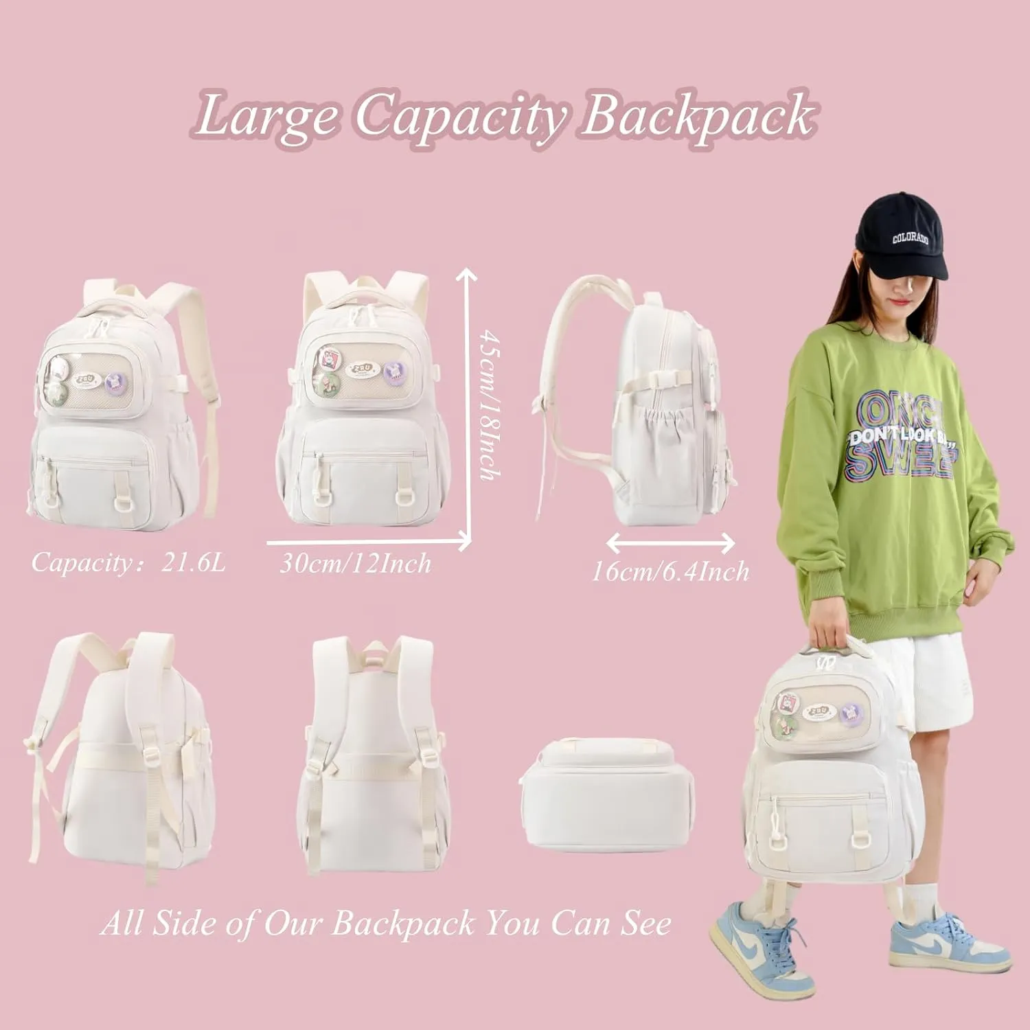 Rolling Backpacks for Girls Plain School Backpack Cute Girls Backpack with Wheels