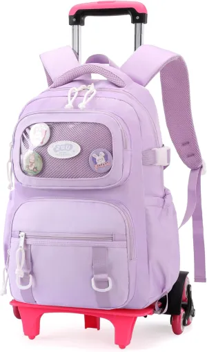Rolling Backpacks for Girls Plain School Backpack Cute Girls Backpack with Wheels