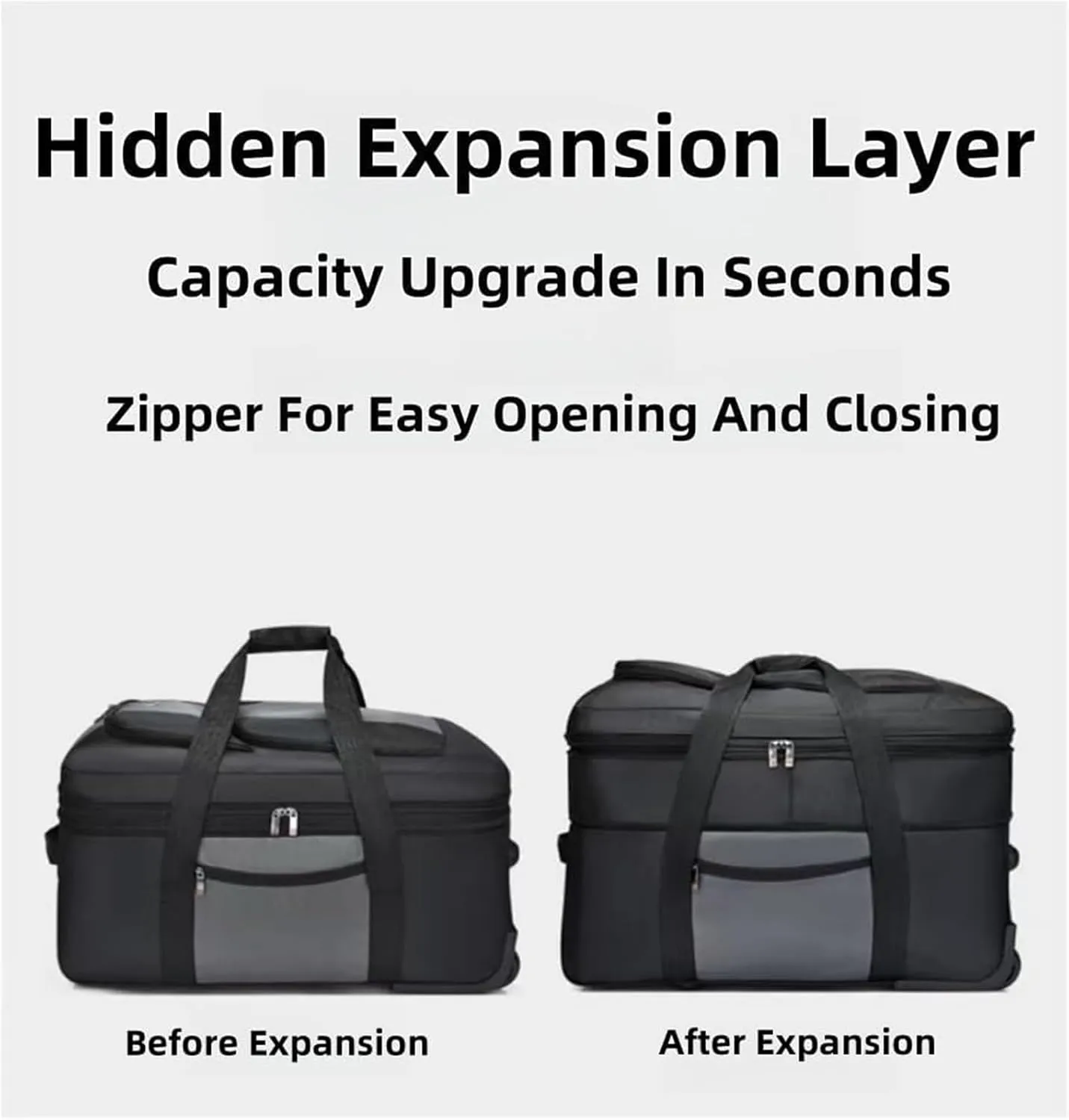 Rolling Duffle Bag With Wheels, Large Travel Bag，Weekender Overnight Bag For Travel, Business Trips(Gray,Large)
