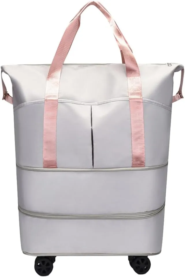 Rolling Expandable Foldable Duffle Bag for Travel with Wheels, Rolling Luggage bag, Carry-on Large Duffel Bag Large Weekend Bag (gray)