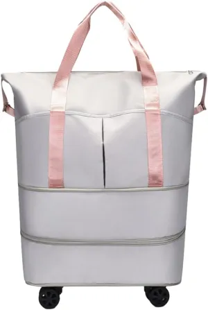 Rolling Expandable Foldable Duffle Bag for Travel with Wheels, Rolling Luggage bag, Carry-on Large Duffel Bag Large Weekend Bag (gray)