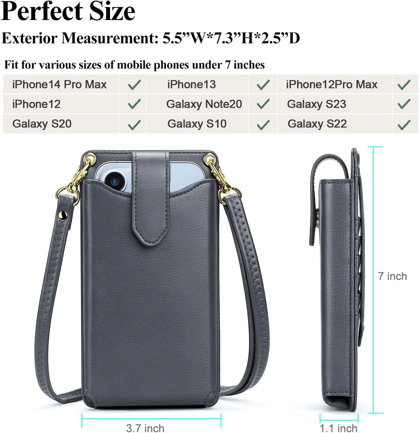RONSIN Small Crossbody Phone Bag for Women Cell Phone Purse Wallet Mini Shoulder Bag with RFID Card Slots