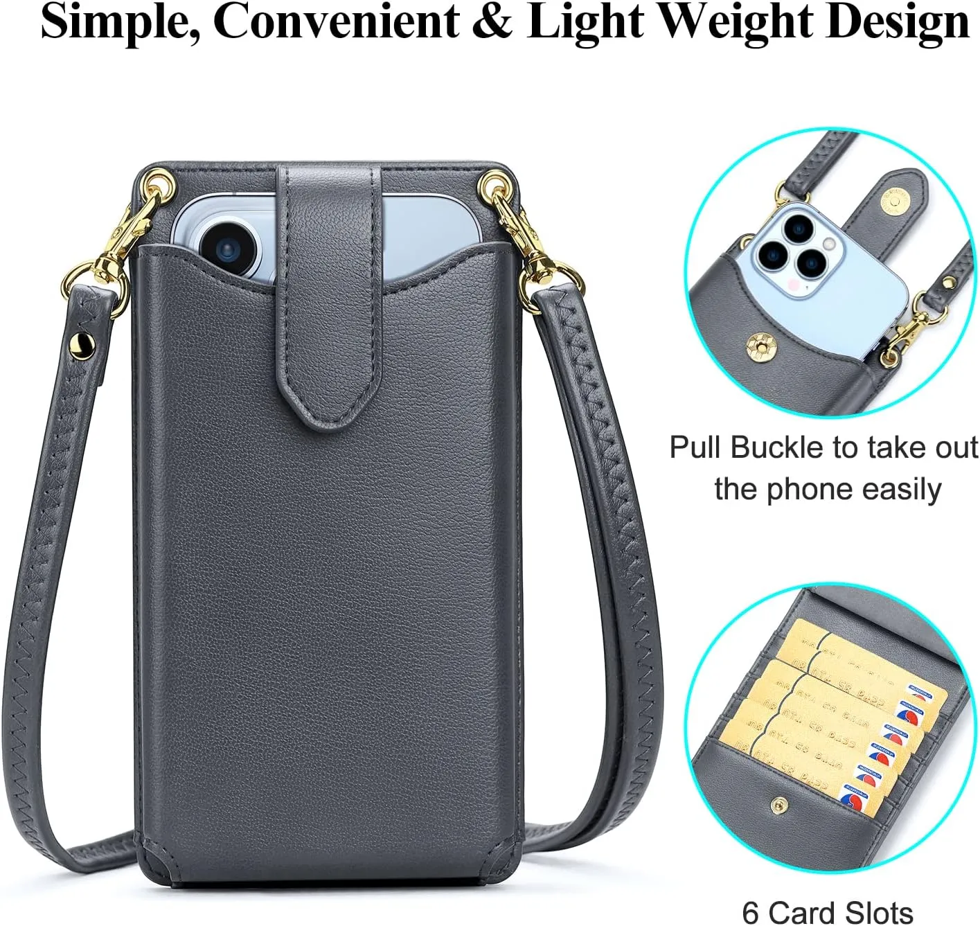 RONSIN Small Crossbody Phone Bag for Women Cell Phone Purse Wallet Mini Shoulder Bag with RFID Card Slots