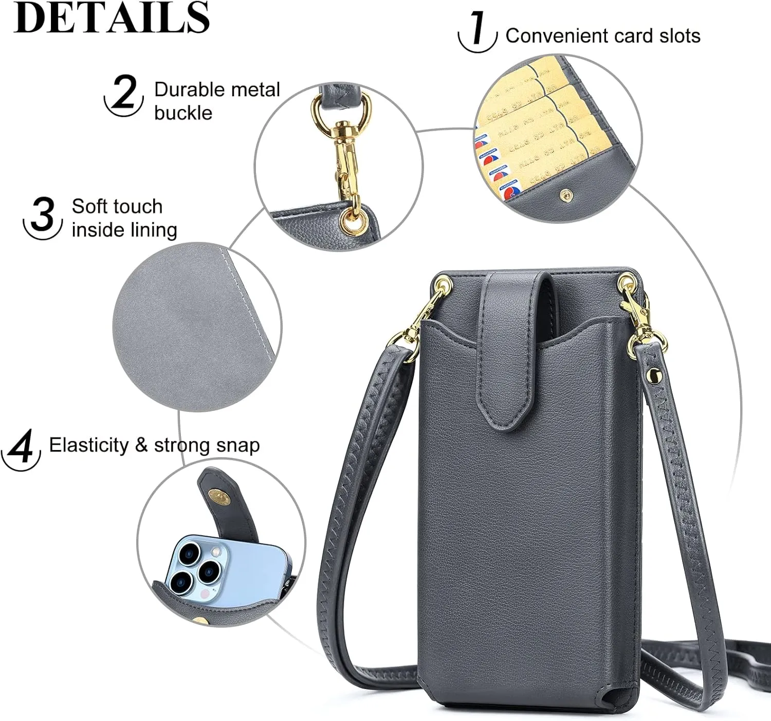 RONSIN Small Crossbody Phone Bag for Women Cell Phone Purse Wallet Mini Shoulder Bag with RFID Card Slots