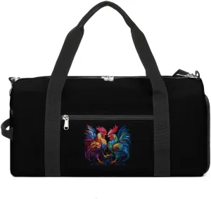 Roosters Fighting Cockfighting Gym Bag Travel Duffel Bag Sports Tote Bag Workout Bag Weekender Bag for Women Men