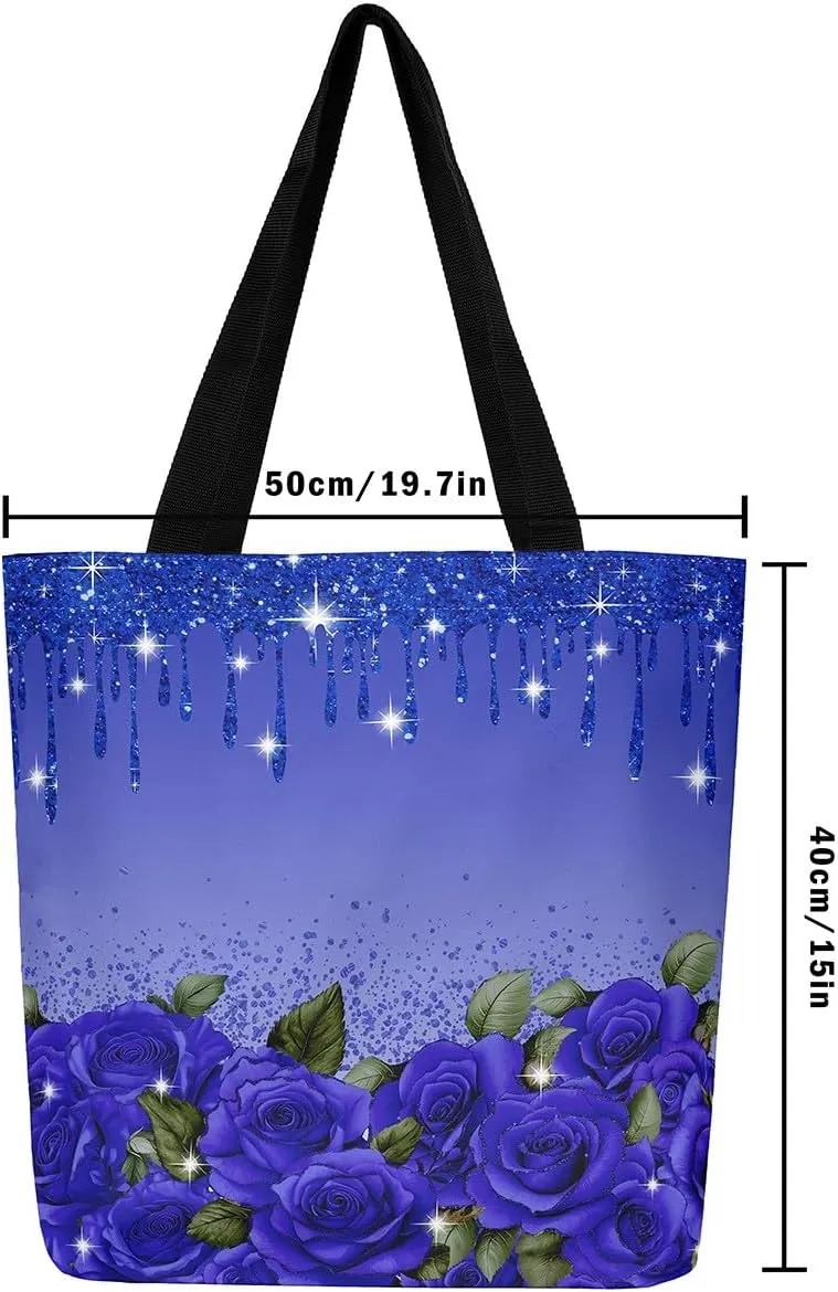 Rose Canvas Tote Bag,Fluid Art Handbag,Abstract Ombre Garden Flowers Shoulder Bag,Boho Floral Bohemian Decor