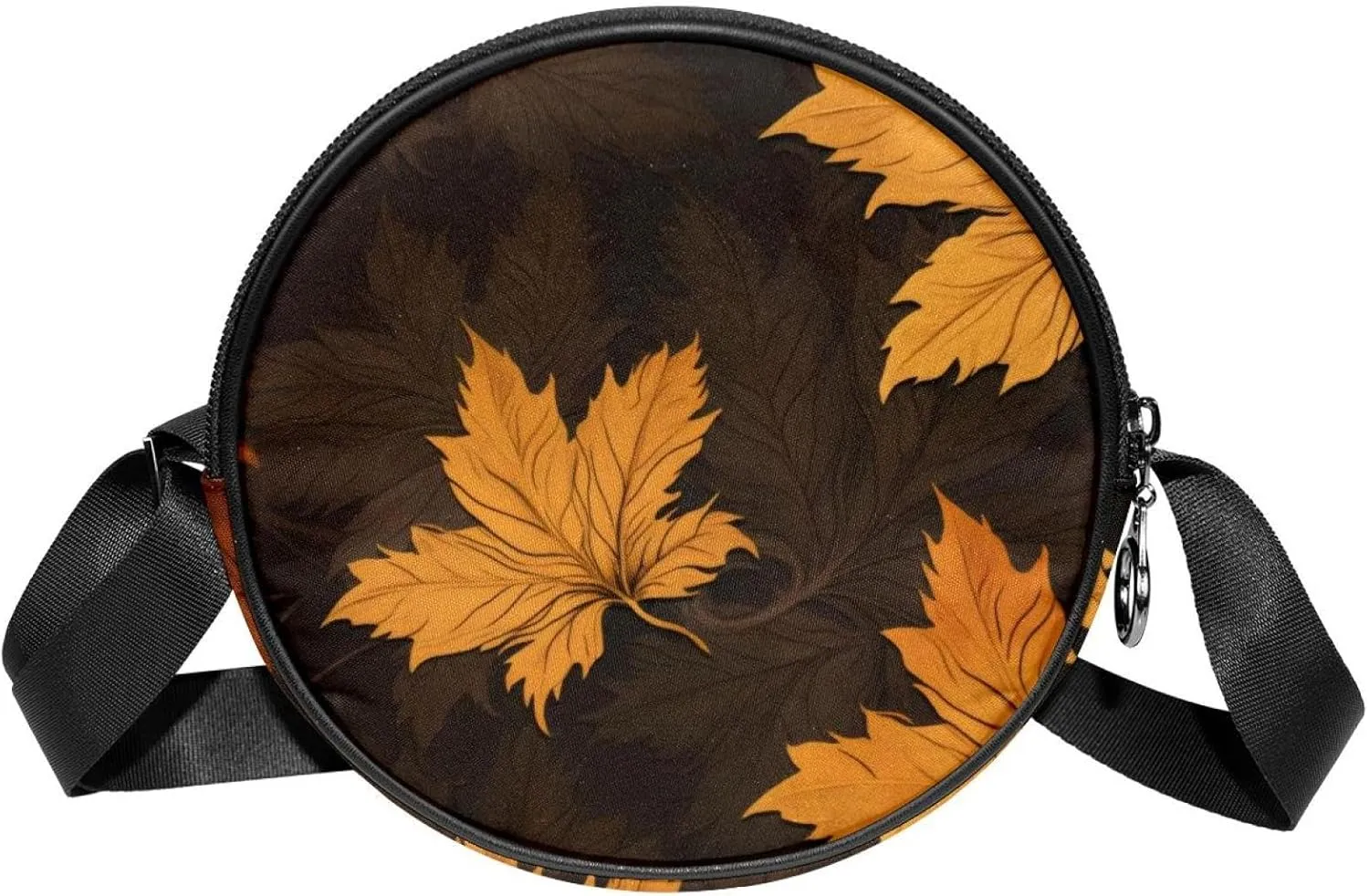 Round Crossbody Bags for Traveling, Womens Purses, maple leaves