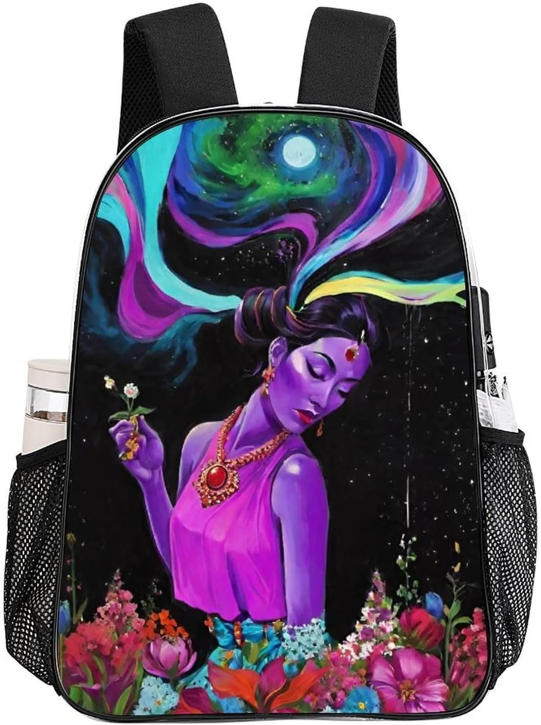 Rucksack Multipurpose Anti-Theft Big Capacity Shoulder Bag - Trippy Galaxy Women Rainbow Floral Art Travel Hiking & Camping Rucksack Transparent Bag