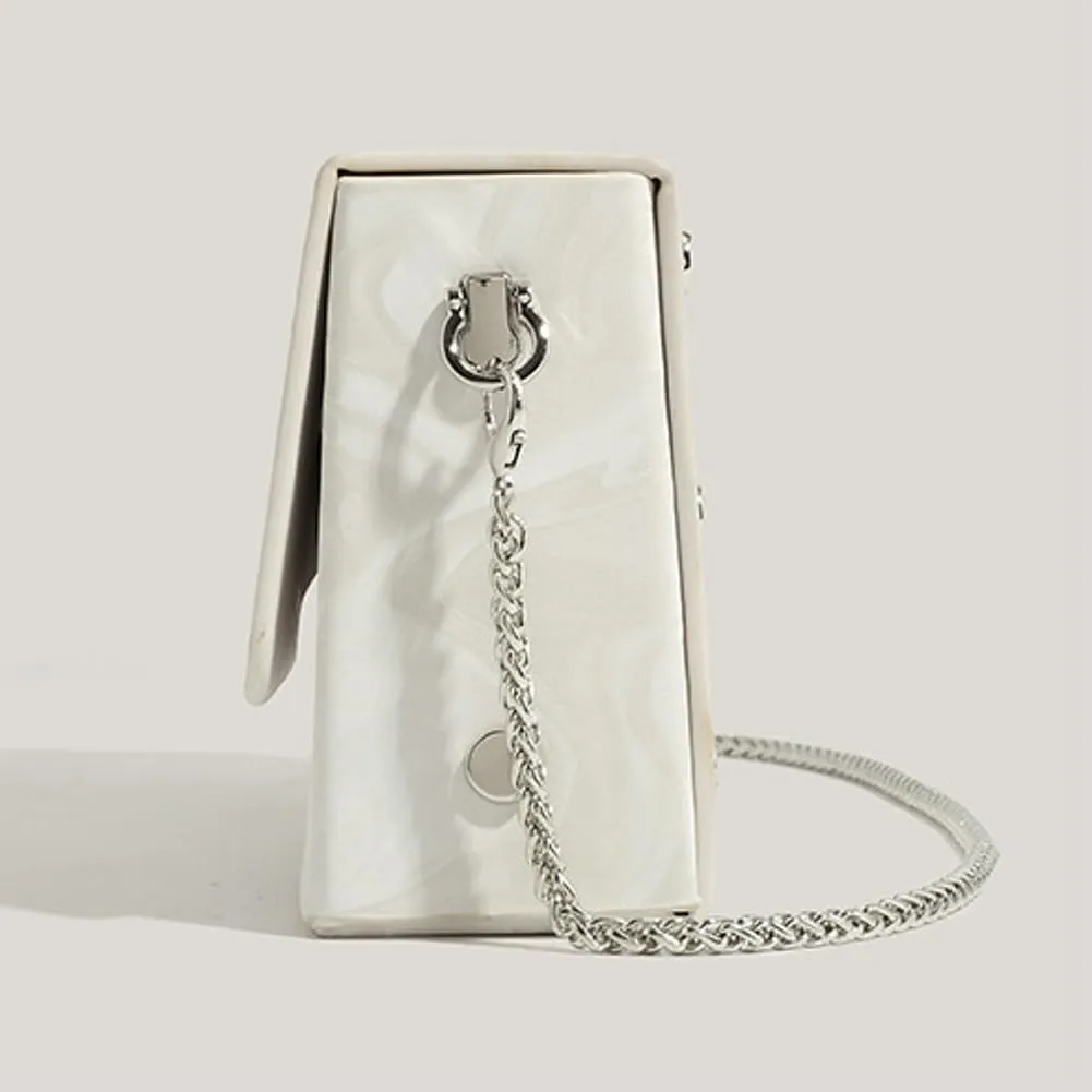 Rungion Women's Dressy Vegan Leather Clutch Purse Casual Crossbody Shoulder Satchel Foldover Evening Handbag with Chain