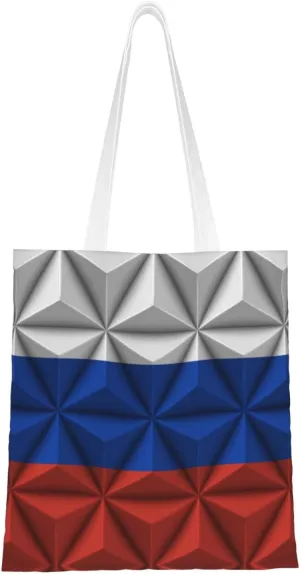 Russian Flag With Polygonal Effect Tote Bag for Women Canvas Shopping Bags Reusable Large Capacity Casual Shoulder Handbags Grocery Bags DIY Gift Bags