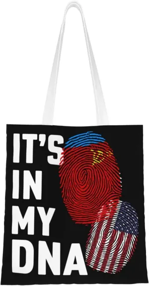 Russian Soviet Federative Socialist Republic It's in My DNA Tote Bag for Women Canvas Shopping Bags Reusable Large Capacity Casual Shoulder Handbags Grocery Bags DIY Gift Bags