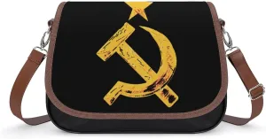 Russian Soviet Flag Hammer And Sickle Crossbody Purses for Women PU Leather Shoulder Bag Handbag Clucth