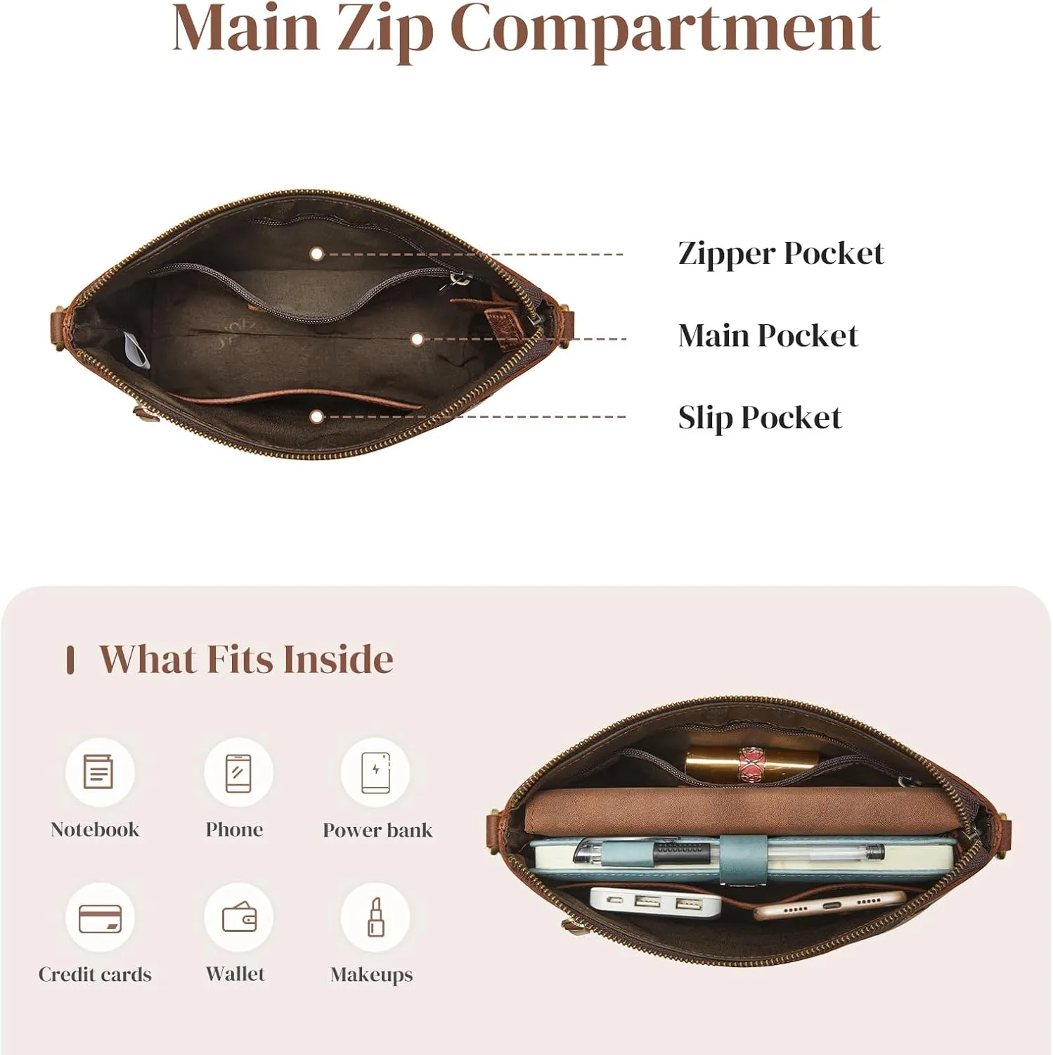 S-ZONE Crossbody Bags for Women Trendy Genuine Leather Small Shoulder Bag Purses with Wide Strap