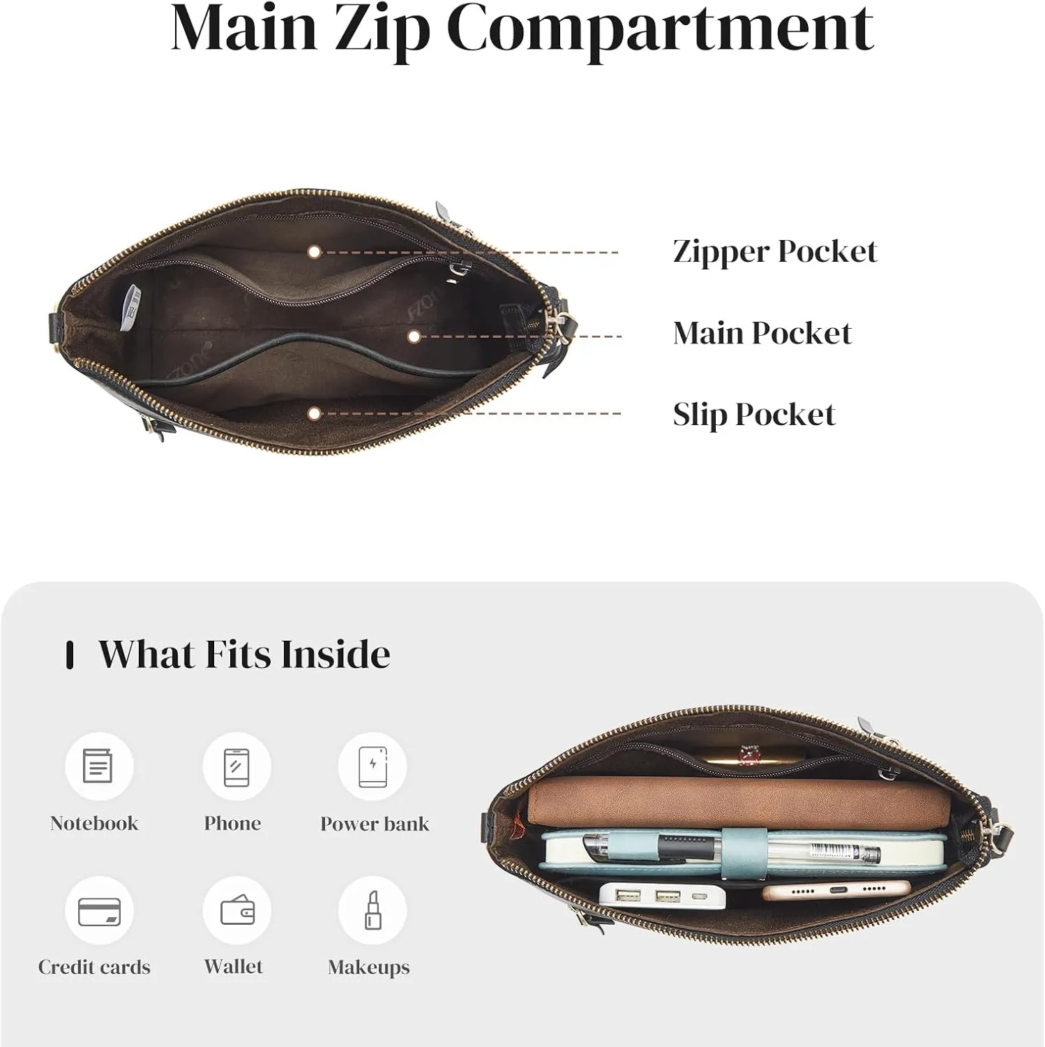S-ZONE Crossbody Bags for Women Trendy Genuine Leather Small Shoulder Bag Purses with Wide Strap