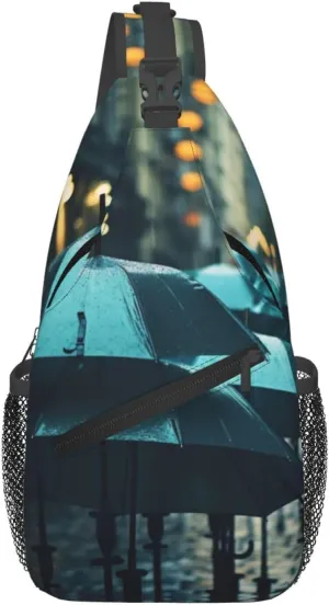 Sadness Stormy Day Umbrellas Print Sling Bag For Women Men Fashion One Shoulder Crossbody Bag Travel Fanny Pack Cross Body Bags
