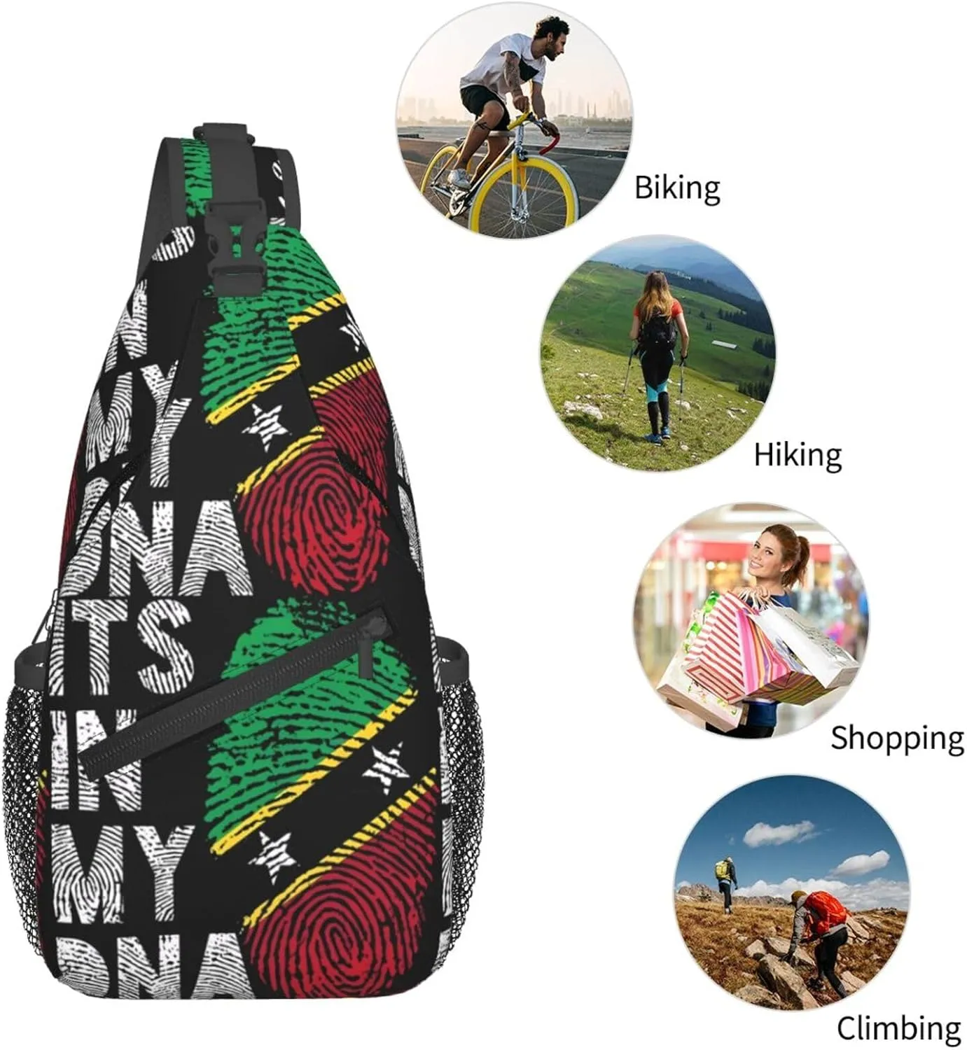 Saint Lucia Flag Sling Bag Adjustable Chest Bags Casual Crossbody Bag Travel Shoulder Backpack